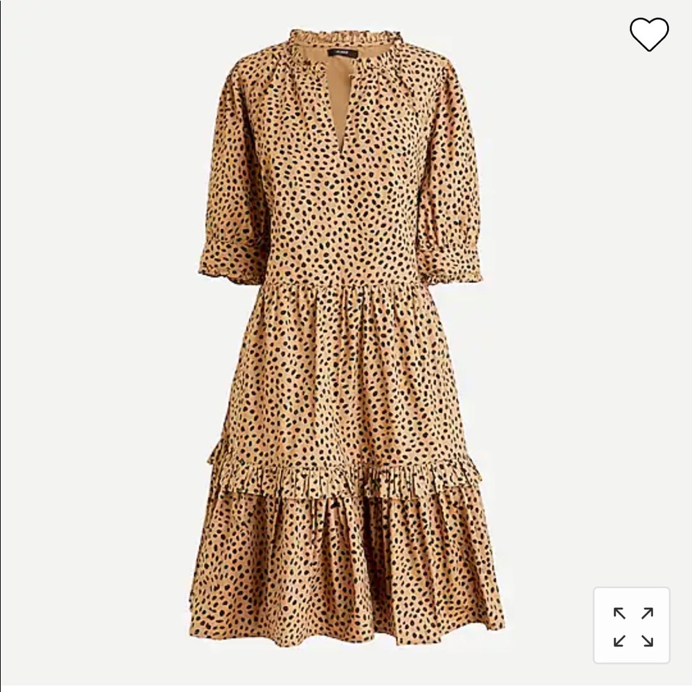 J. Crew Ruffleneck tiered popover dress in leopard dot
